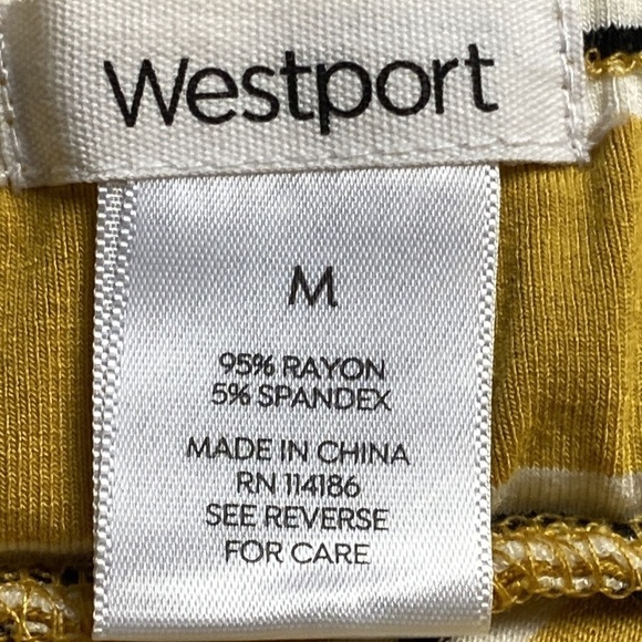 Westport Stripe Maxi Long Yellow Black White  Skirt Elastic Waist Size Medium - Picture 17 of 17